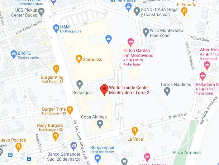 Mapa con la ubicación de las oficinas Equifax Clearing de Informes en Montevideo, Uruguay