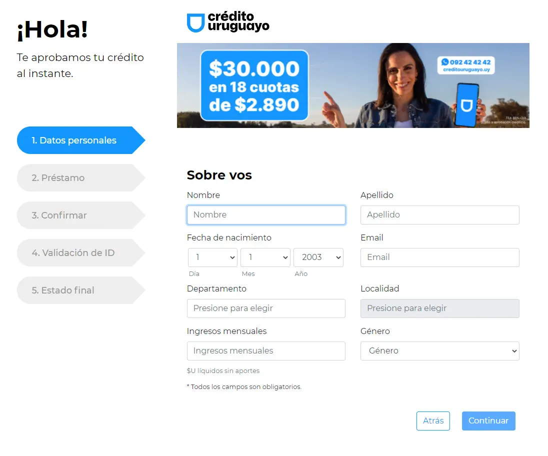 Crédito uruguayo solicitar crédito vía web