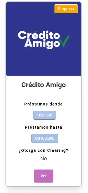 Ficha de empresa financiera Crédito Amigo en Expertiza Avisa.