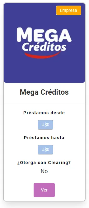 Ficha de Mega Crédito en Expertiza Avisa.