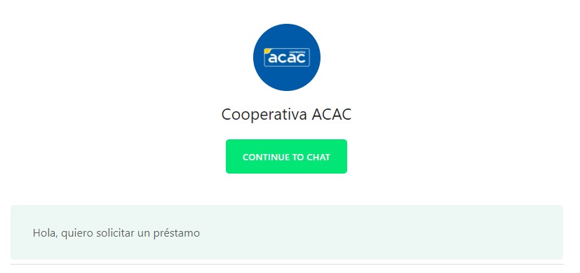 Préstamos ACAC solo con la cédula vía WhatsApp.
