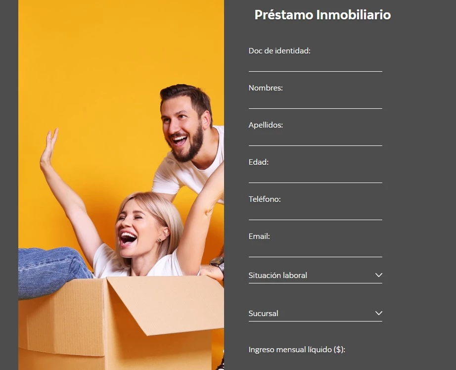 Formulario de solicitud de préstamo hipotecario en el Scotiabak de Uruguay