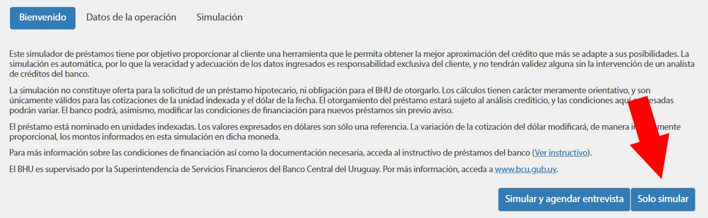 Simulador del Banco Hipotecario del Uruguay