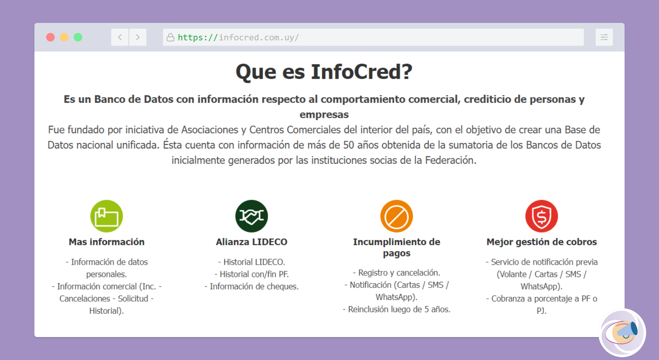 Sitio web de InfoCred Uruguay.