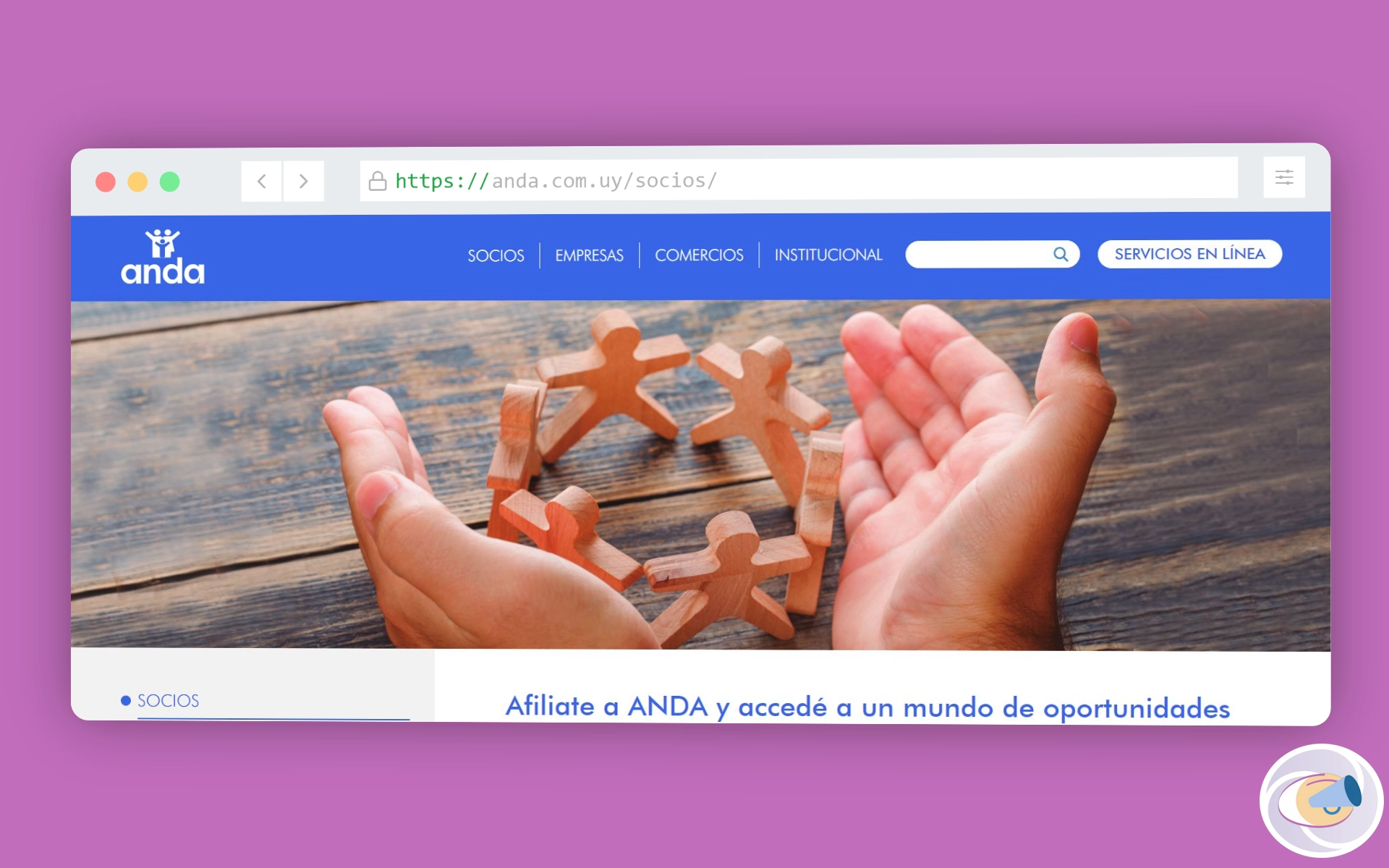Sitio web oficial de ANDA en Uruguay.