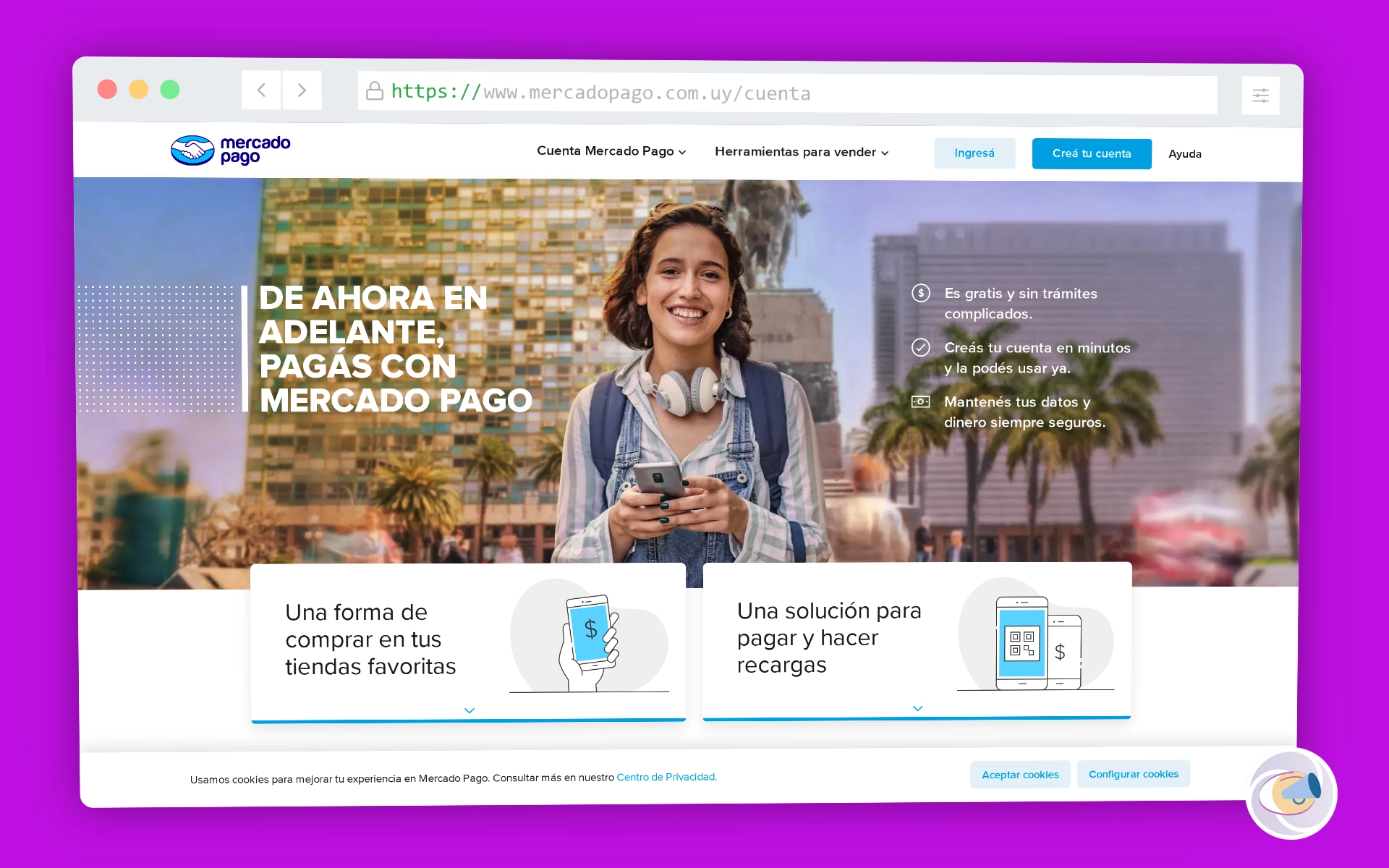 Sitio web de Mercado Pago en Uruguay.