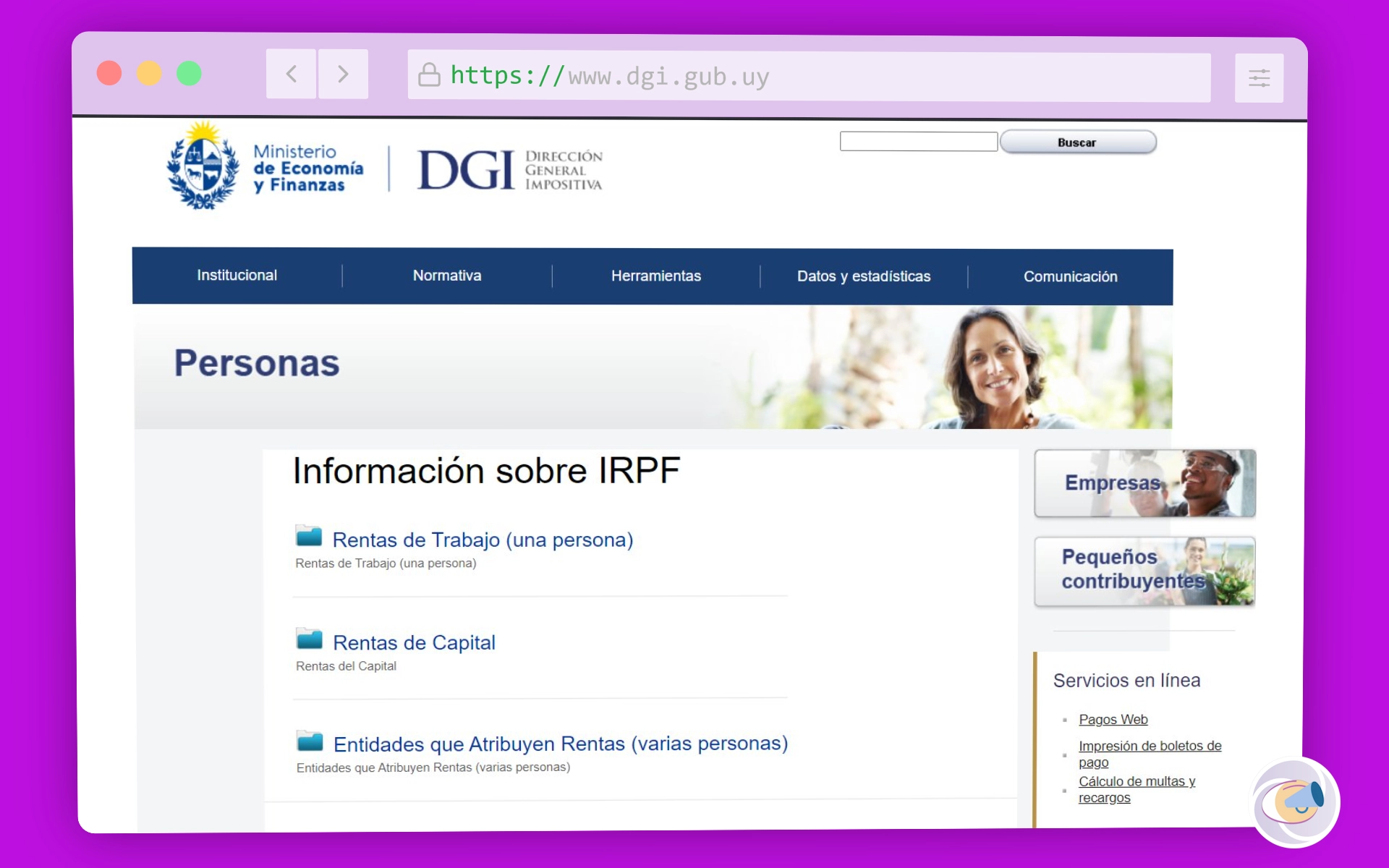 Sitio web oficial de la DGI, con información sobre el IRPF.
