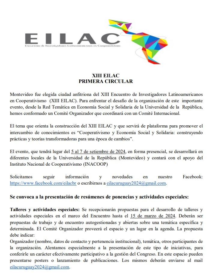 Primera circular del encuentro XIII ELIAC.