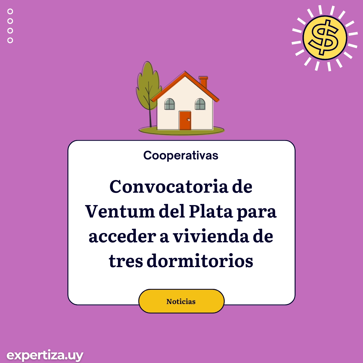 Convocatoria de Ventum del Plata para acceder a vivienda de tres dormitorios.